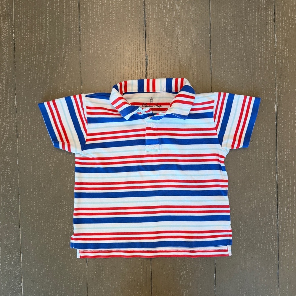 Classic Prep Boys (S) • Red, White & Blue Pima Cotton Polo Shirt • July 4 Outfit